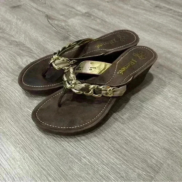 J. Renee Brown Wedge Flip Flop Sandals - Picture 1 of 5